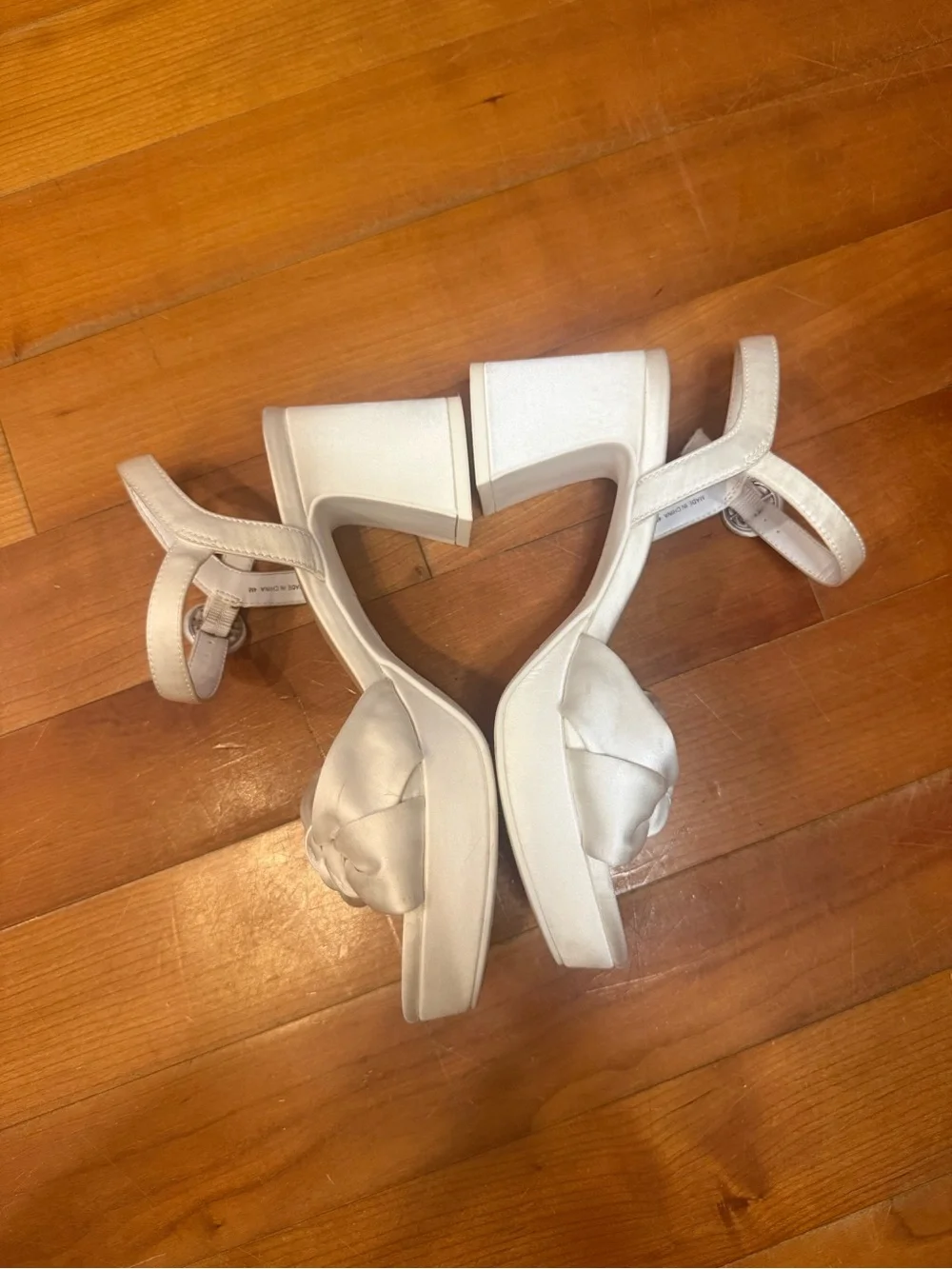 GB girls White Knotted Bow Block White Heel Sandals